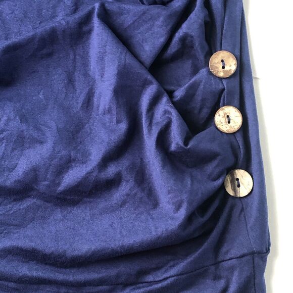 Shein Curve 4XL Blue Long Sleeve Top Ruched With Buttons On One Side - Picture 4 of 9